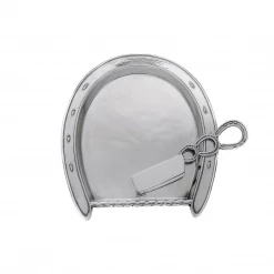 Equestrian Decor Arthur Court Equestrian Plate With Server - Horseshoe