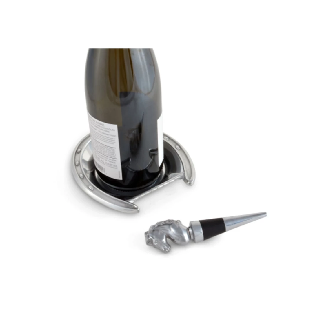Arthur Court Equestrian Coaster/Wine Stopper Set - Horseshoe