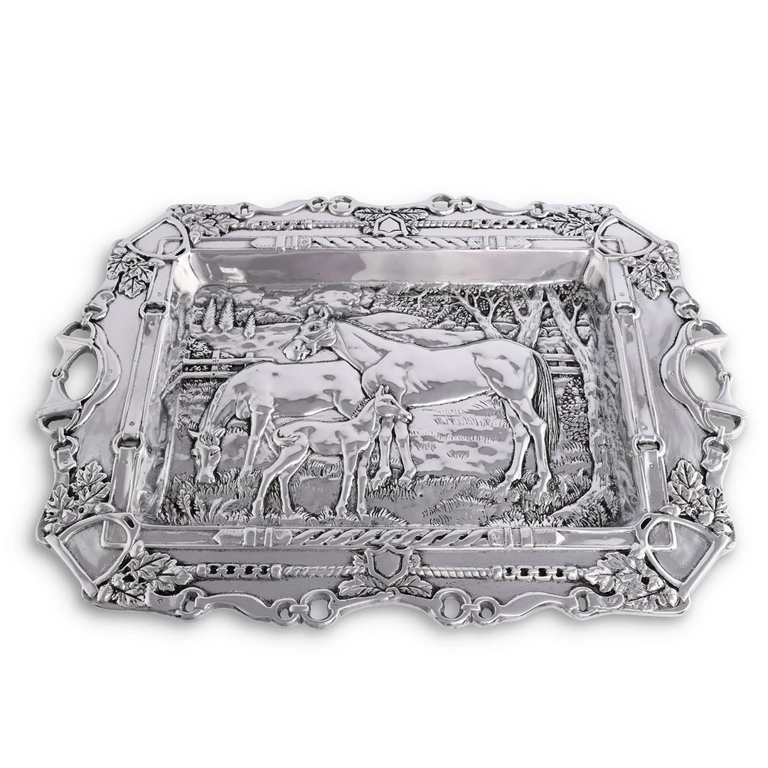 Equestrian Decor Arthur Court Grazing Horses Parlor Tray