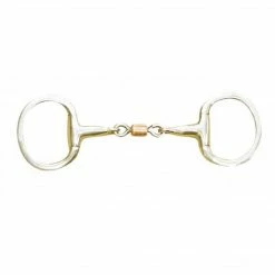 English Riding Supply Centaur Stainless Steel Copper Roller Eggbutt With Flat Rings Horse Bits