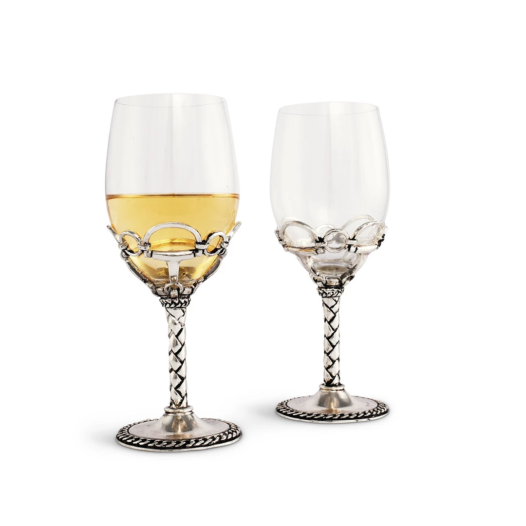 Arthur Court Equestrian Pair Of Wine Glasses Equestrian Decor