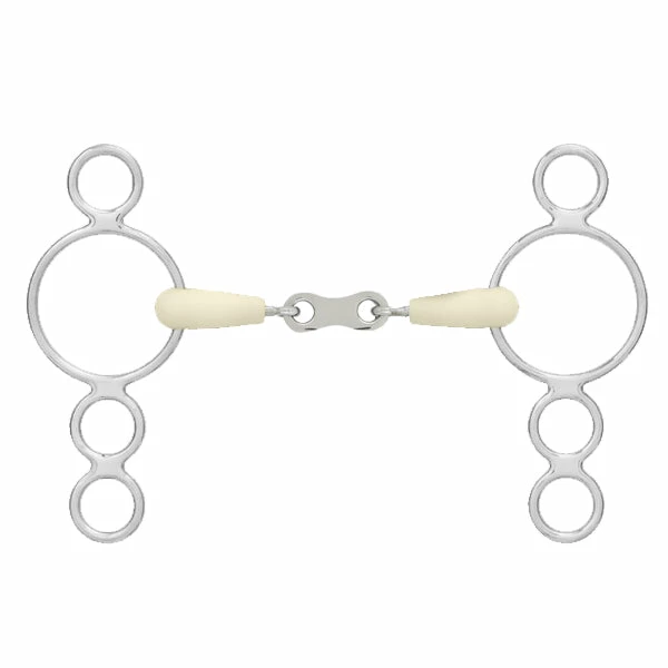 English Riding Supply Happy Mouth French Mouth Pessoa 3-Ring Double Jointed Horse Bits