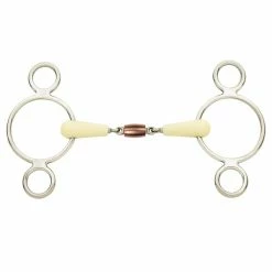 English Riding Supply Happy Mouth Copper Roller Mouth 2-Ring Pessoa Gag Bit