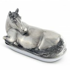 Equestrian Decor Arthur Court Horse Butter Dish