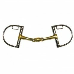 French Equestrian Jump'in French Link D-Ring Snaffle Bit With Hooks