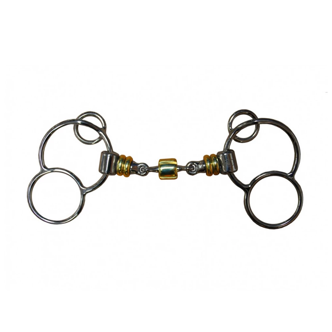 French Equestrian Horse Bits Jump'in Roller German 3-Ring Bit