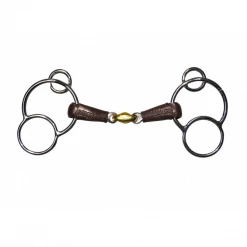 French Equestrian Horse Bits Jump'in Leather Covered French Link German 3-Ring Bit