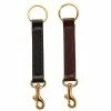 Tory Leather Brass Snap Key Fob Equestrian Decor