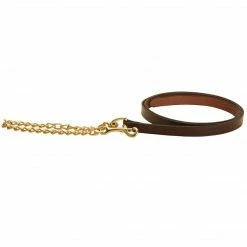 Halters & Leads Tory Leather Lead With 24" Brass Plated Chain