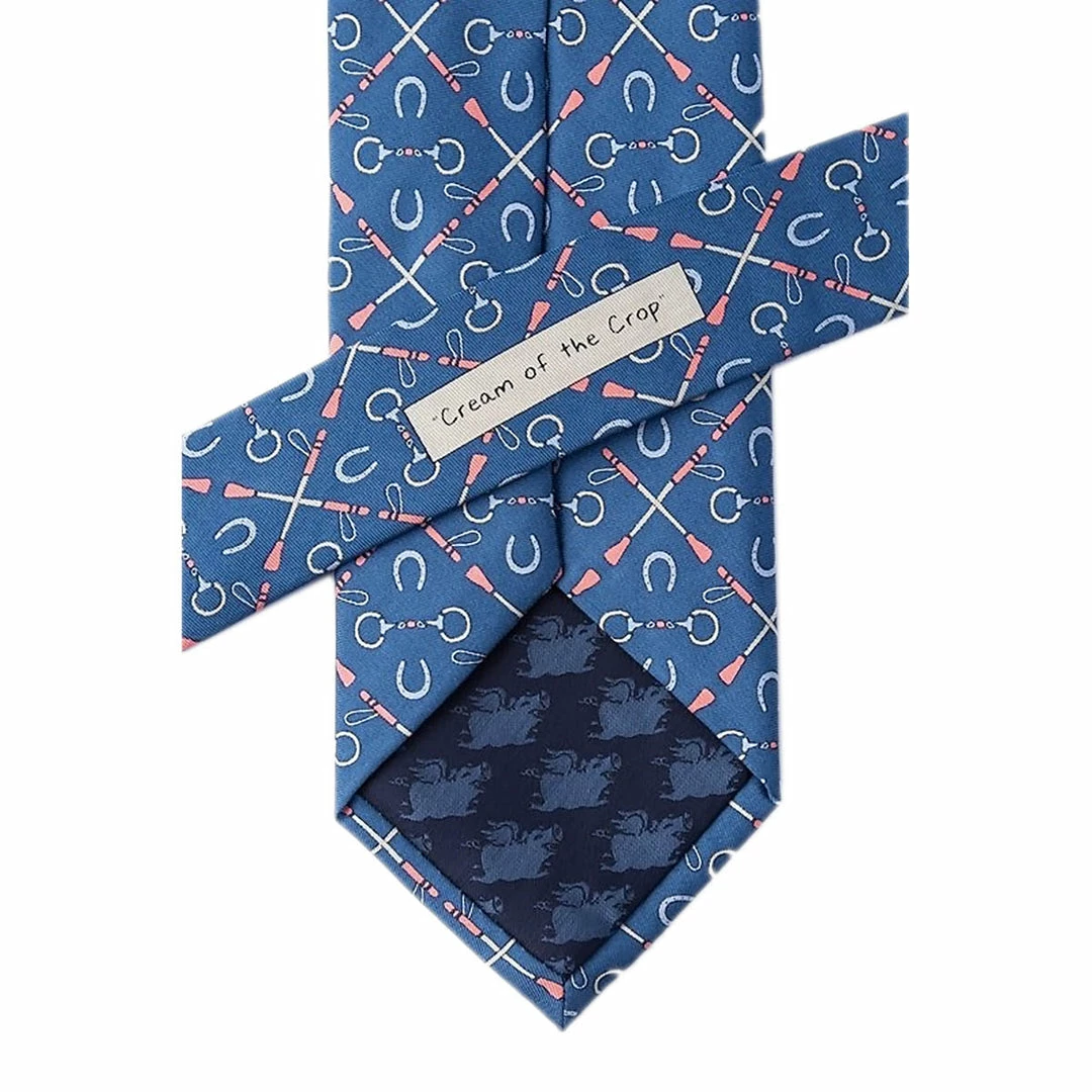 Wild Attire Inc. Cream Of The Crop Blue Silk Tie Equestrian Accessories