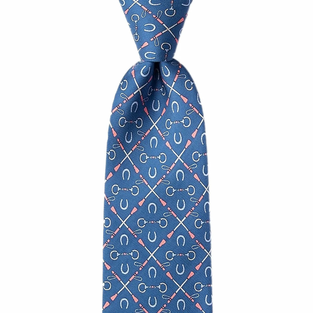 Wild Attire Inc. Cream Of The Crop Blue Silk Tie Equestrian Accessories