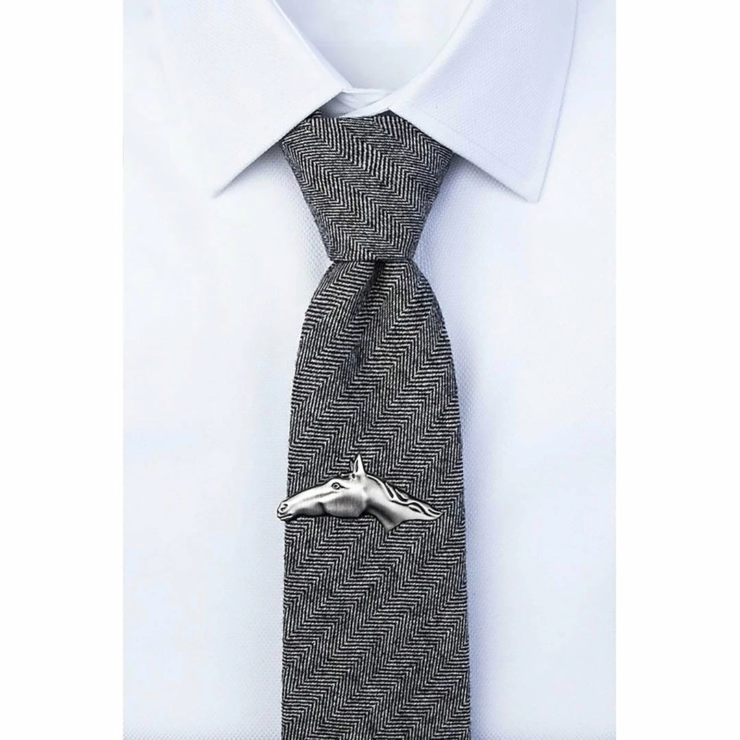 Equestrian Accessories Wild Attire Inc. Love Your Neigh-bor Antiquated Silver Metal Tie Bar