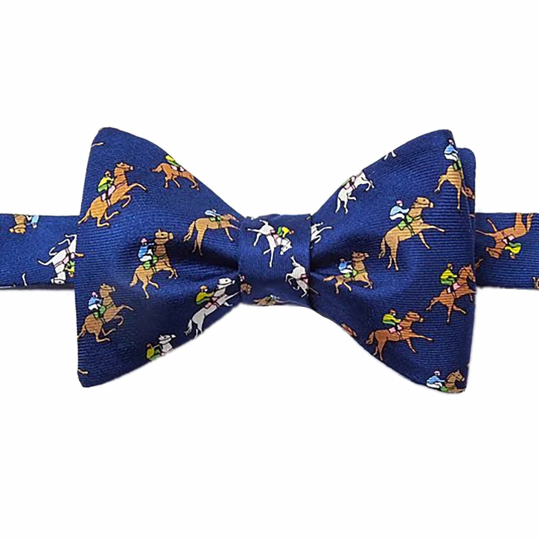 Wild Attire Inc. Win, Place, Show Navy Blue Silk Self-Tie Bow Tie