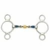 English Riding Supply Centaur Blue Steel 2-Ring Gag Bit With Loose Brass Roller Disks Horse Bits