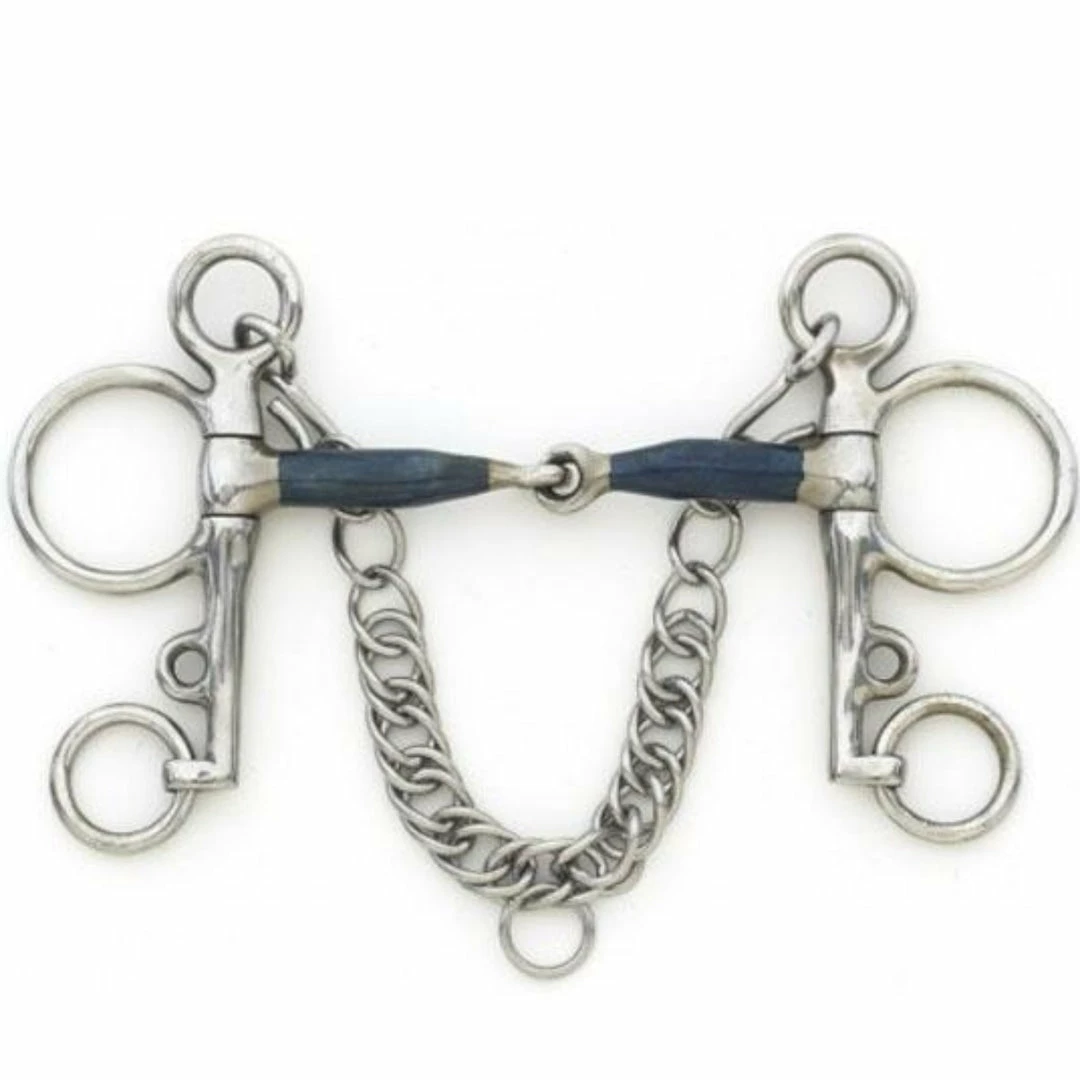 English Riding Supply Horse Bits Centaur Blue Steel Jointed Tom Thumb Pelham Bit