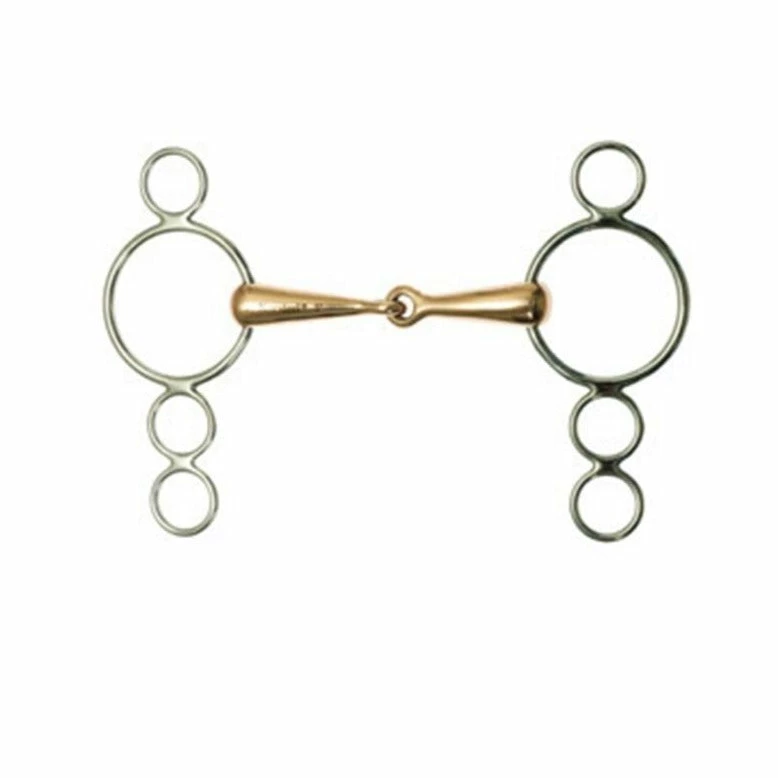 Weatherbeeta Horse Bits Korsteel European Copper Mouth 3 Ring Elevator Gag Bit