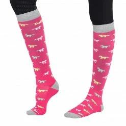 JPC Equestrian TuffRider Ladies Flamingo/Boat/Horse Knee Hi Socks