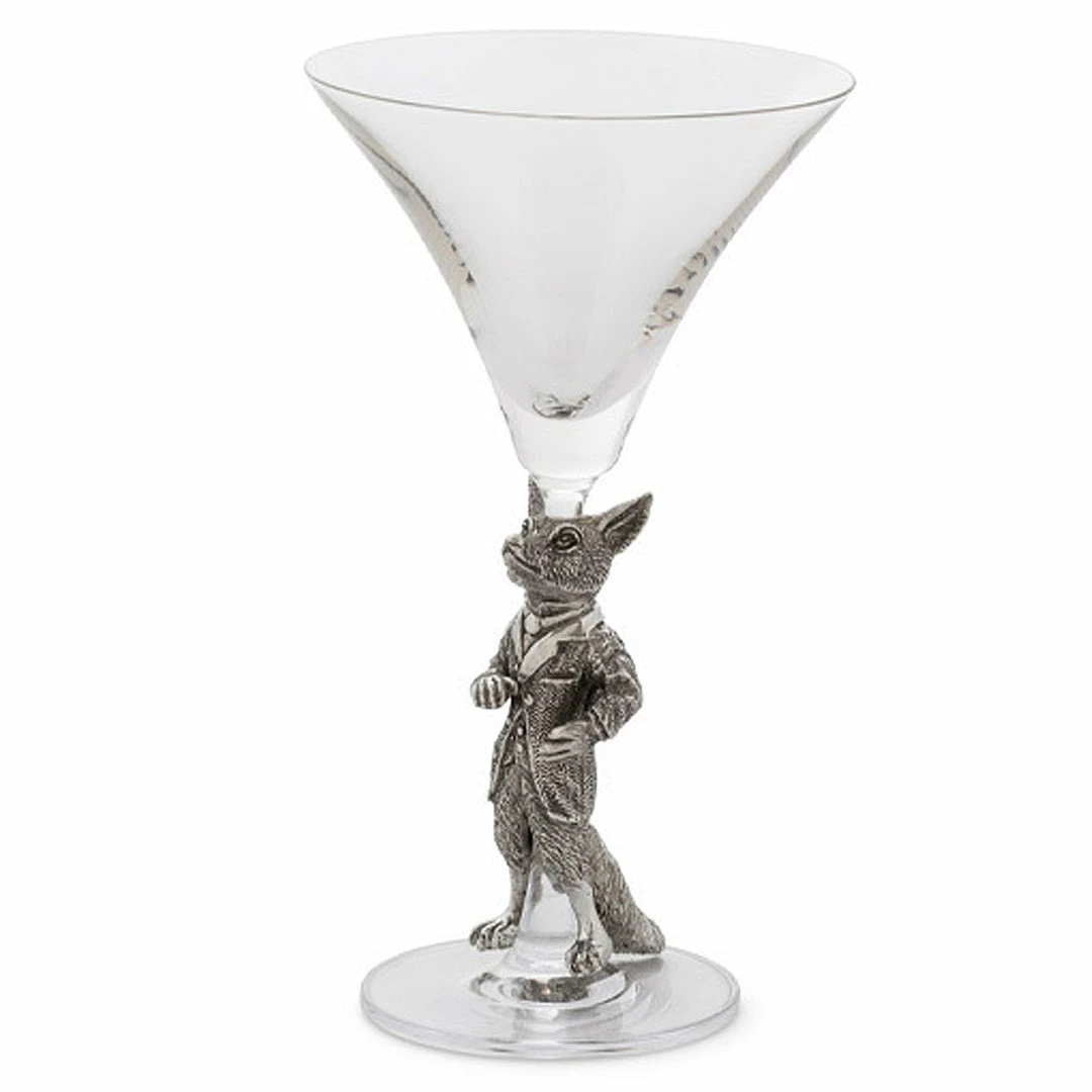 Arthur Court Equestrian Dressed Fox Cocktail Glass Equestrian Decor